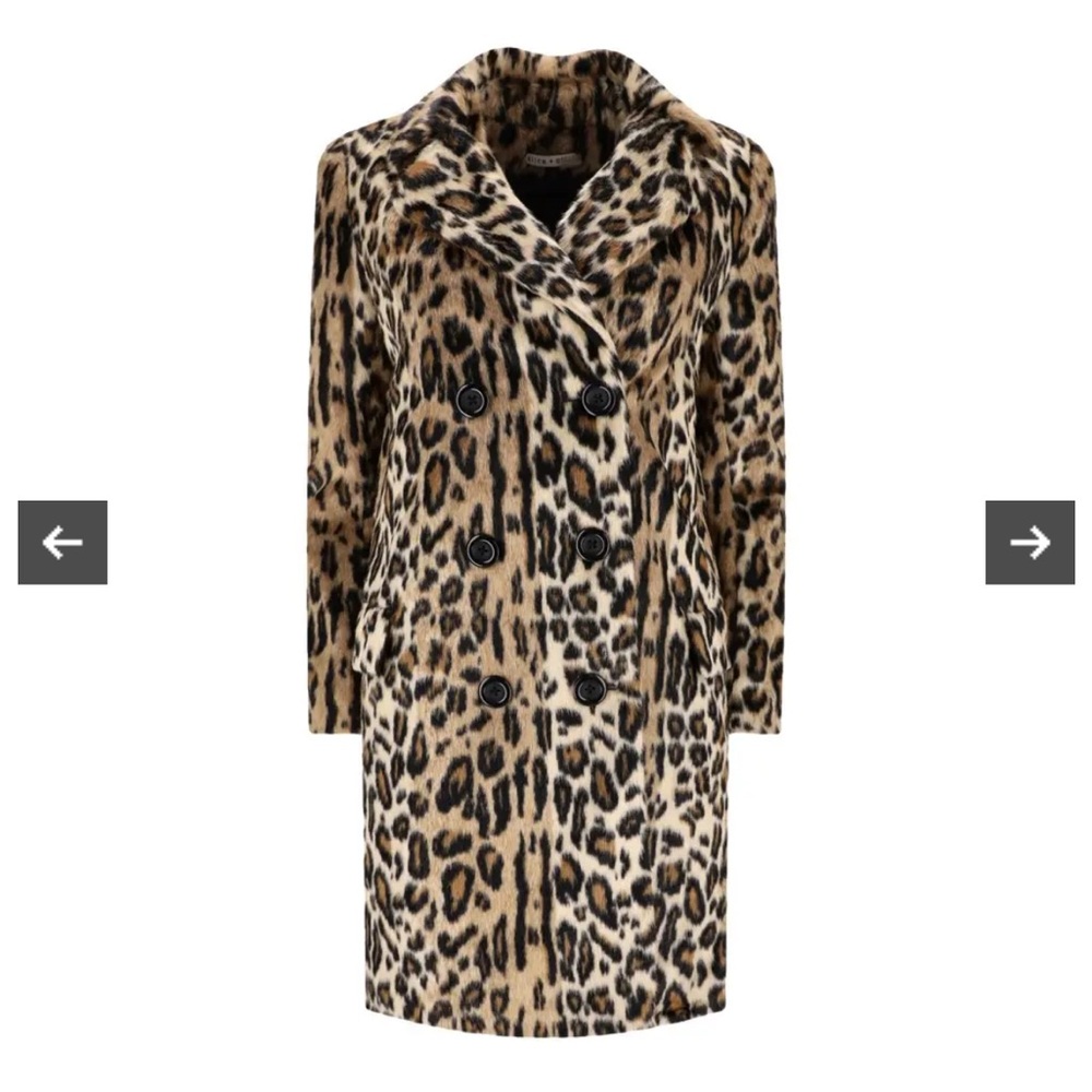 Alice + Olivia Nicholas Cheetah Leopard Faux-Fur Coat Medium